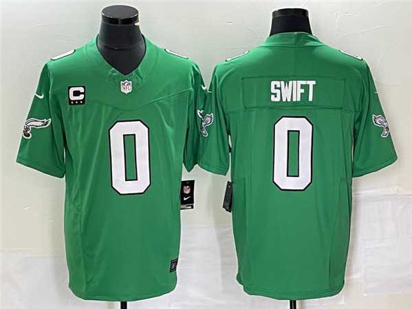 Mens Philadelphia Eagles #0 Swift Green 2023 F.U.S.E. With C Patch Vapor Untouchable Stitched Jersey